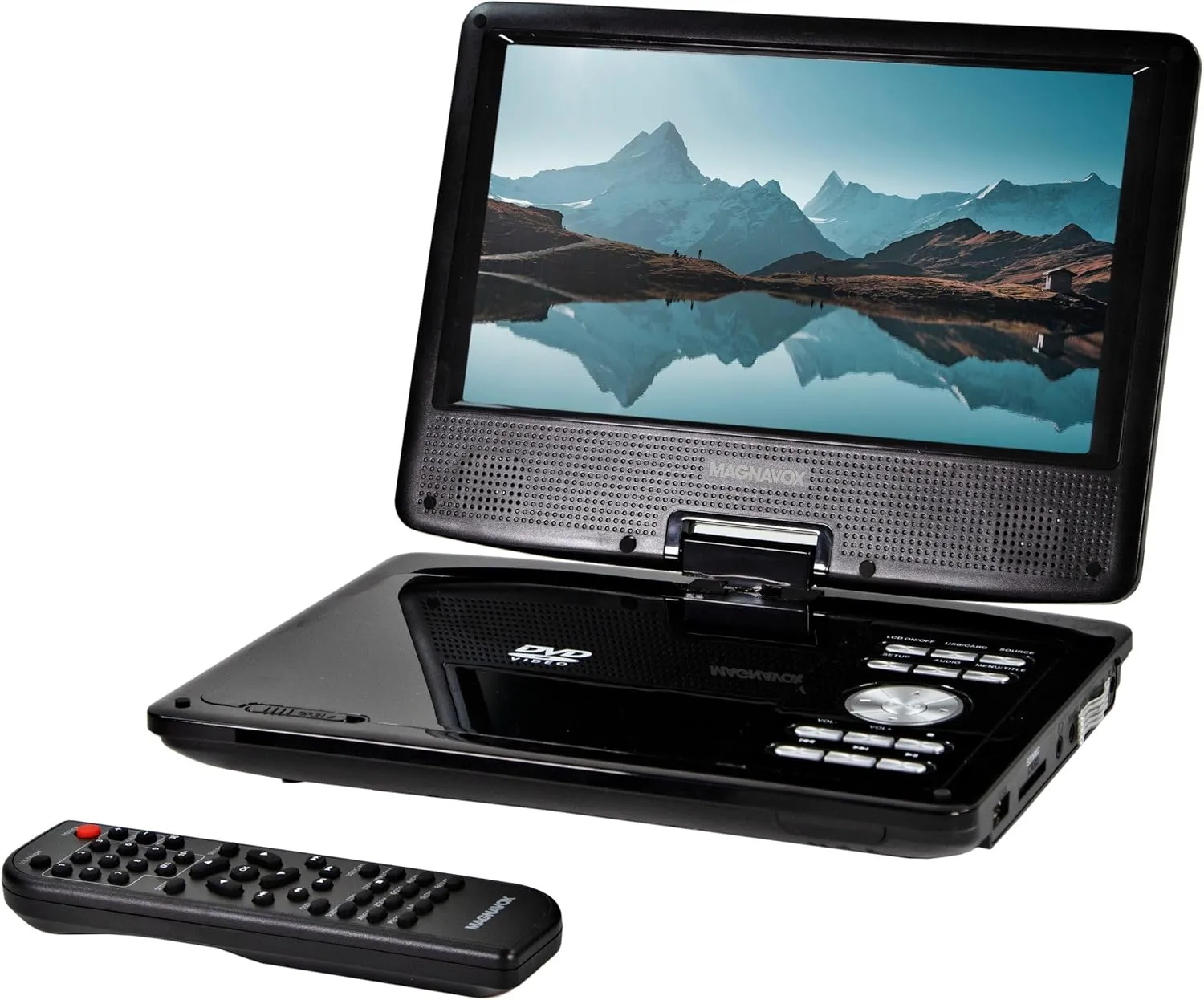 Magnavox 9 Inch TFT Swivel Screen Portable DVD/CD Player With USB/SD card slot, Remote And Car Adapter Rechargeable Battery