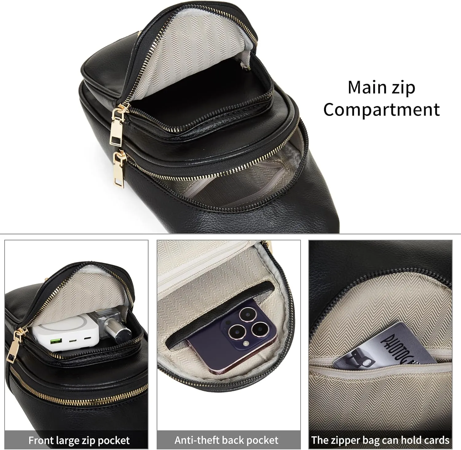 Makes Small Sling Bag for Women, Vegan Leather Fanny Pack Crossbody Bags for Women, Chest Bag With Wide Strap