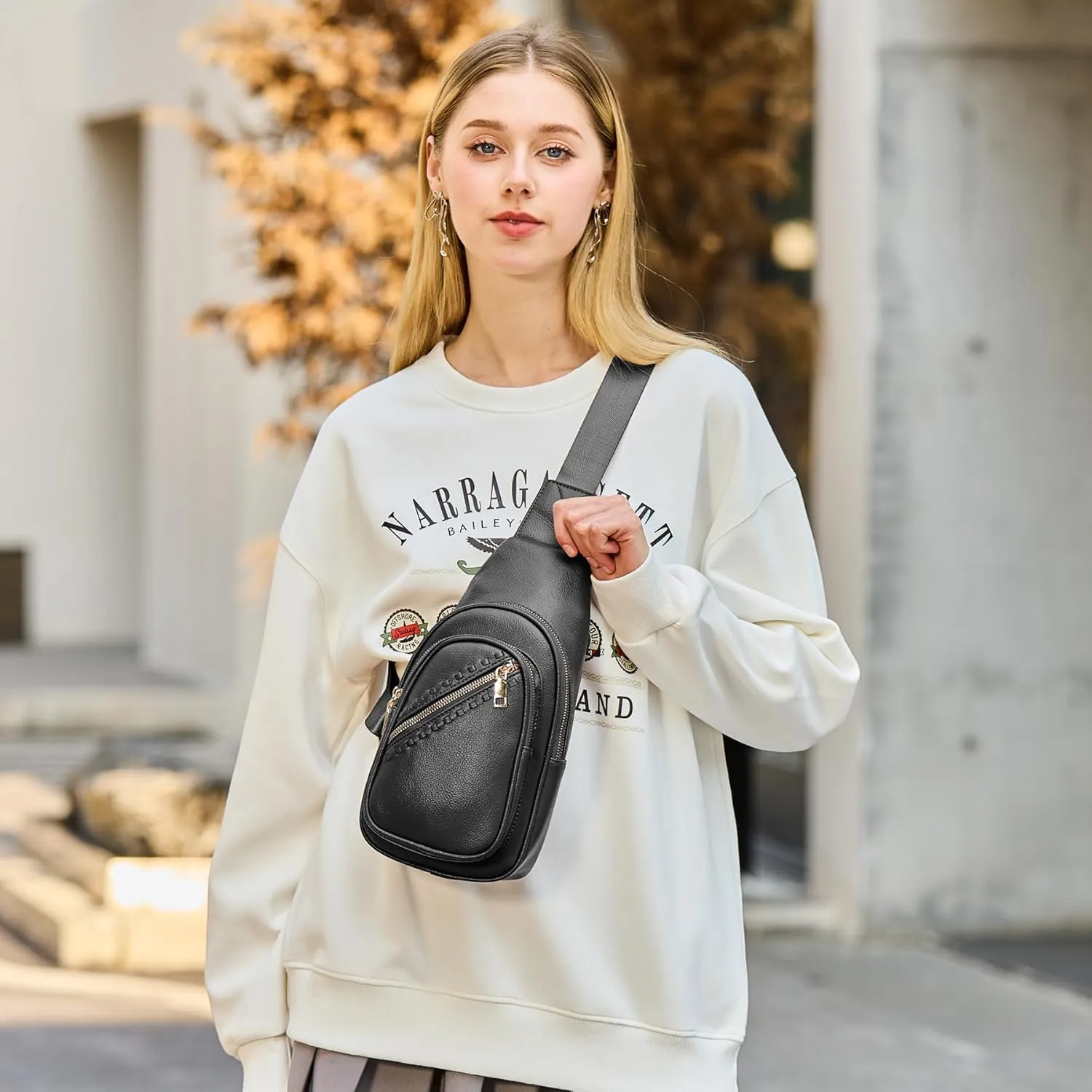 Makes Small Sling Bag for Women, Vegan Leather Fanny Pack Crossbody Bags for Women, Chest Bag With Wide Strap