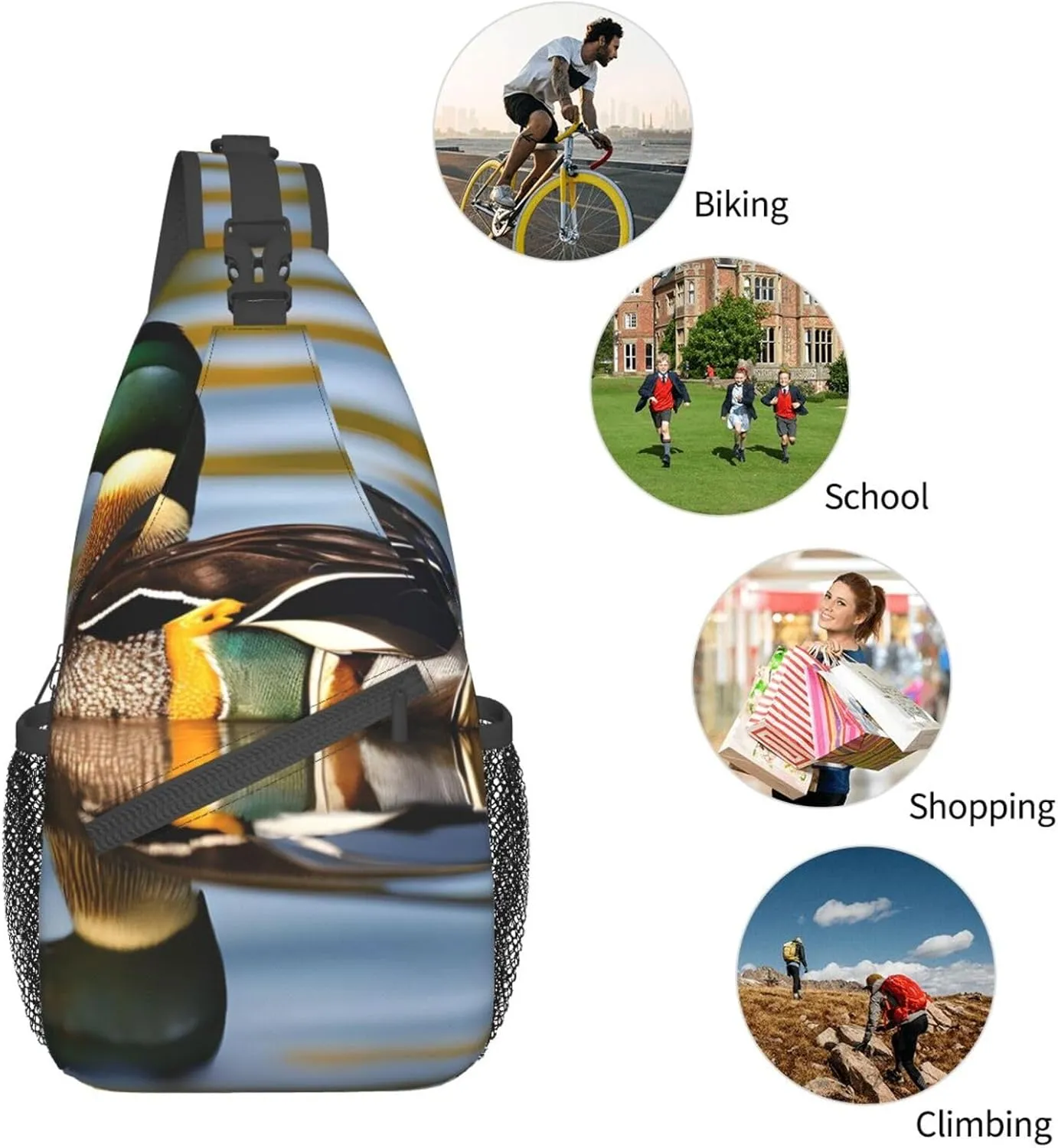 Mallard Duck High Storage Capacity Chest Bag Diagonally Sling Backpack Crossbody Shoulder Bag For Men Women