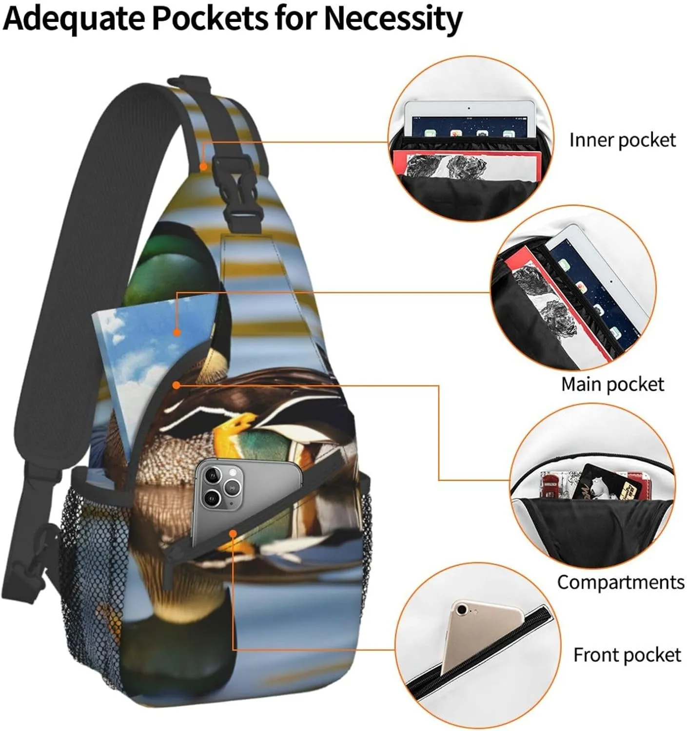 Mallard Duck High Storage Capacity Chest Bag Diagonally Sling Backpack Crossbody Shoulder Bag For Men Women