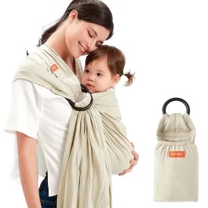 Mamaway Baby Ring Sling Carrier - Newborn and Toddler Sling (Supports up to 154lbs), IHDI Certified, Rayon & Linen Made, Soft & Breathable, Nylon 66 Safety Rings, Storage Pocket Design, Khaki