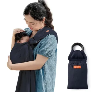 Mamaway Baby Ring Sling - Newborn Sling (Supports up to 154lbs), IHDI Certified, Rayon & Linen Made, Soft & Breathable, Nylon 66 Safety Rings, Storage Pocket Design, Navy