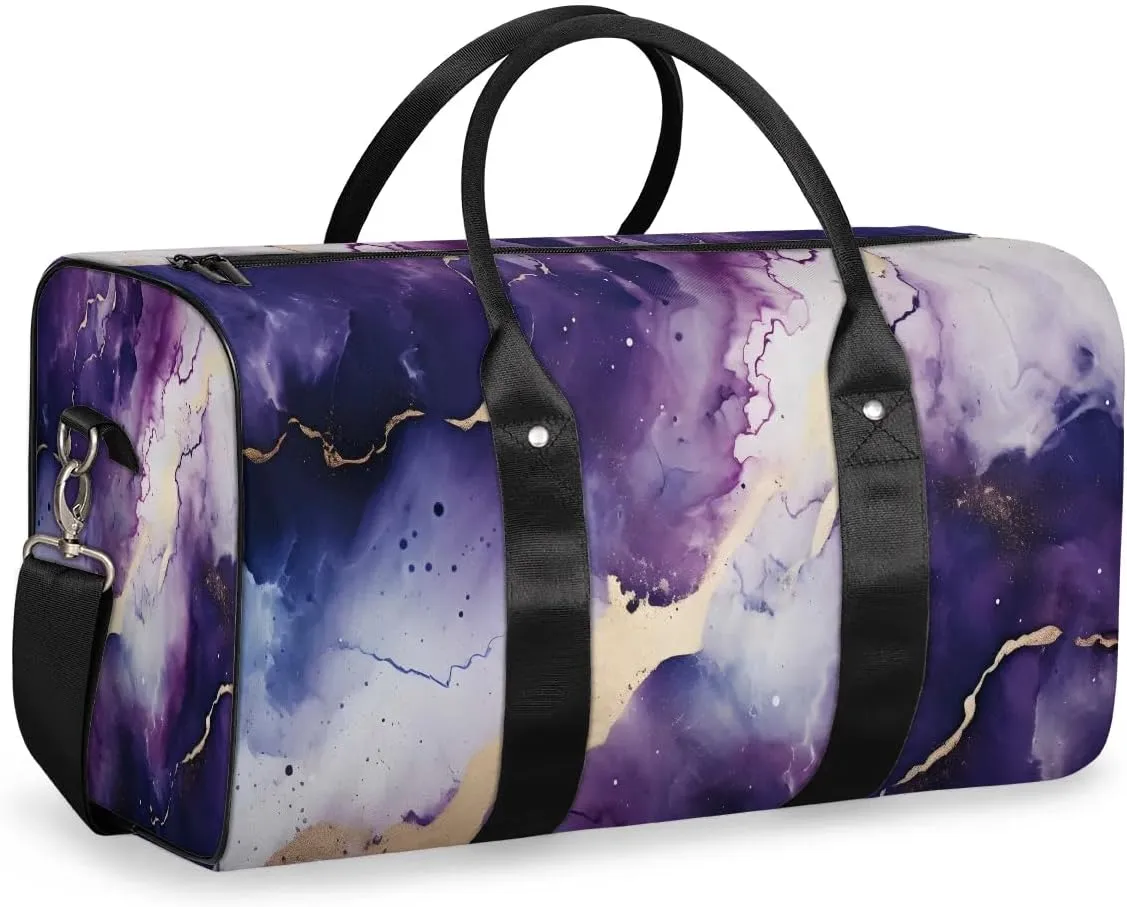 Marble Art Abstraction Travel Duffel Bag for Women Men Waterproof Foldable Overnight Weekender Bag Large Capacity Sports Gym Bag