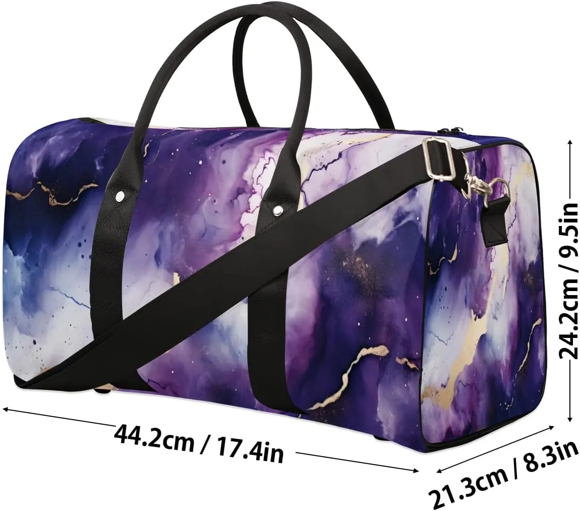 Marble Art Abstraction Travel Duffel Bag for Women Men Waterproof Foldable Overnight Weekender Bag Large Capacity Sports Gym Bag