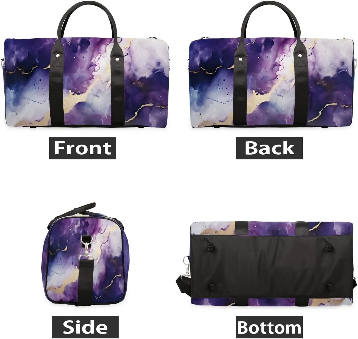 Marble Art Abstraction Travel Duffel Bag for Women Men Waterproof Foldable Overnight Weekender Bag Large Capacity Sports Gym Bag