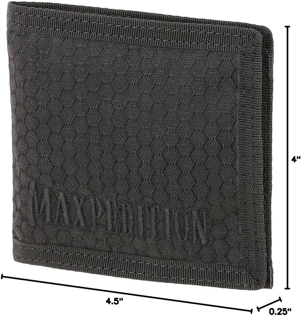 MAXPEDITION BFW Bi Fold Wallet, Black, 9x0.125x4