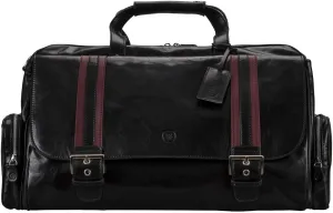 Maxwell Scott - Mens Luxury Leather Medium Travel Duffle Bag - Made from Italian Full Grain Hides - The Dino Medium Black