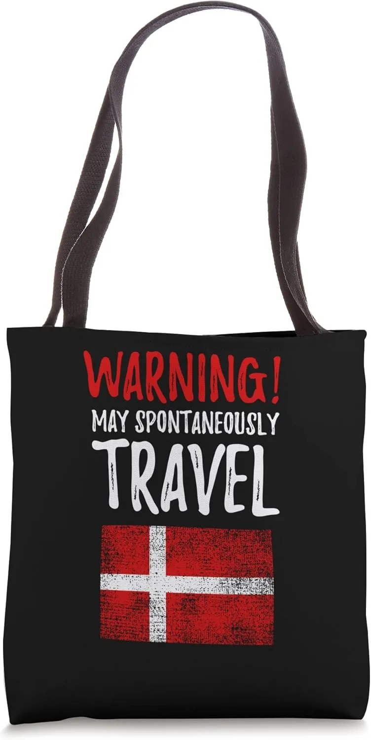 May Spontaneously Travel Denmark Danish Flag Tote Bag