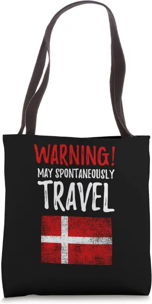 May Spontaneously Travel Denmark Danish Flag Tote Bag
