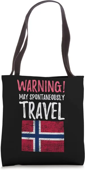 May Spontaneously Travel Norway Norwegian Tote Bag