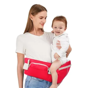 Maya Lilly Ultimate Baby Hip Seat Carrier - Baby Carrier Newborn to Toddler with Adjustable Fit, Premium Cotton Infant Hip Sling with Pockets, Ergonomic Toddler Holder - Red