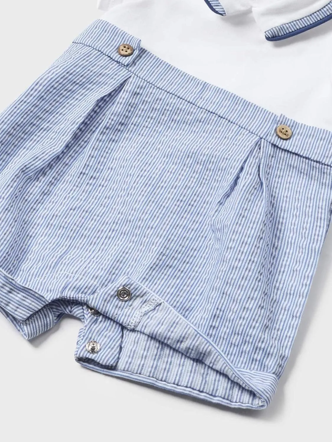Mayoral BABY BOYS 1 PIECE SHORT SEERSUCKER ROMPER WITH MATCHING CAP
