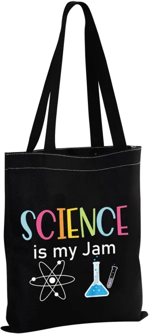 MBMSO Science Tote Bag Science is My Jam Science Teacher Gifts Lab Tech Gifts Science Lover Gifts Scientist Shoulder Bag