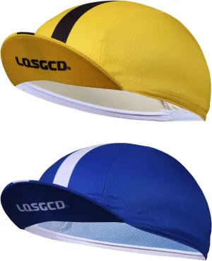 Meicynhoger 2-Pack Breathable Bike Cap Under Helmet for Men & Women, Polyester MTB Cycling Caps with Sun Visor