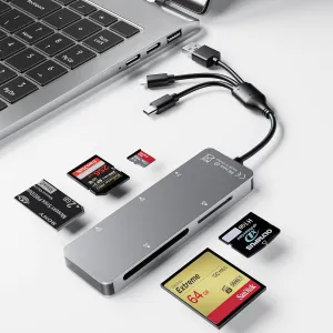 Memory Stick pro Duo Adapter 5-in-1 Multi Memory Card Reader Supports SD/TF/CF/MS/XD Picture Card for PC/USB-C/iPhone, Lightning USB A USB C Memory Stick pro Duo Reader for iPhone