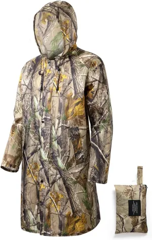 Men's Camo Rain Jacket Waterproof Lightweight Windbreaker for Hunting Hiking Outdoor