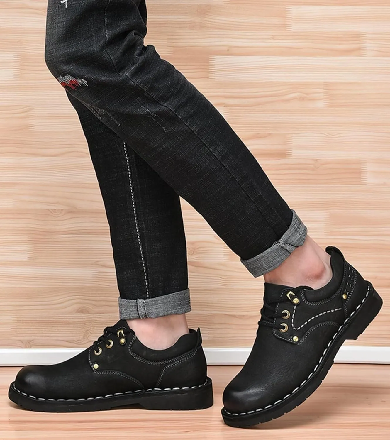 Men's Casual Leather Driving Walking Shoes Sport Hiking Outdoor Shoes