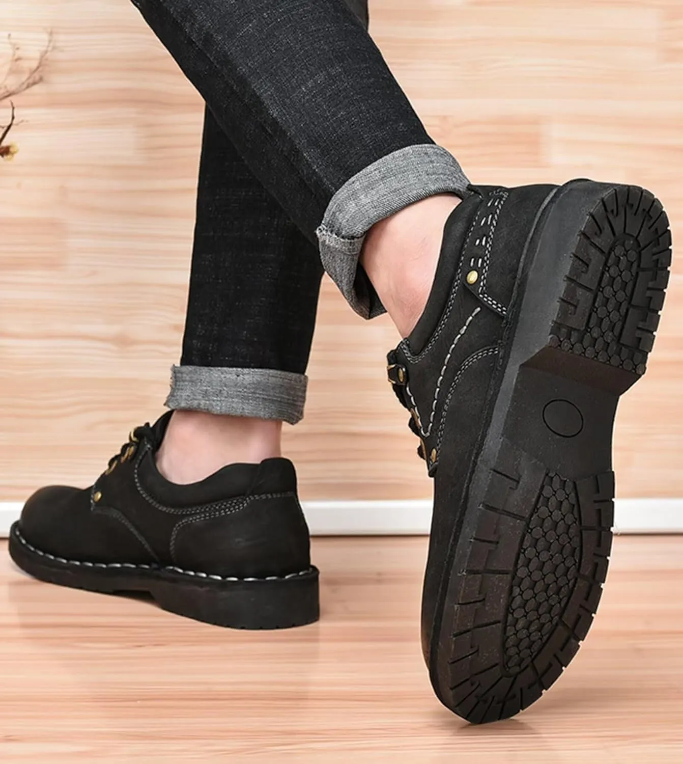 Men's Casual Leather Driving Walking Shoes Sport Hiking Outdoor Shoes