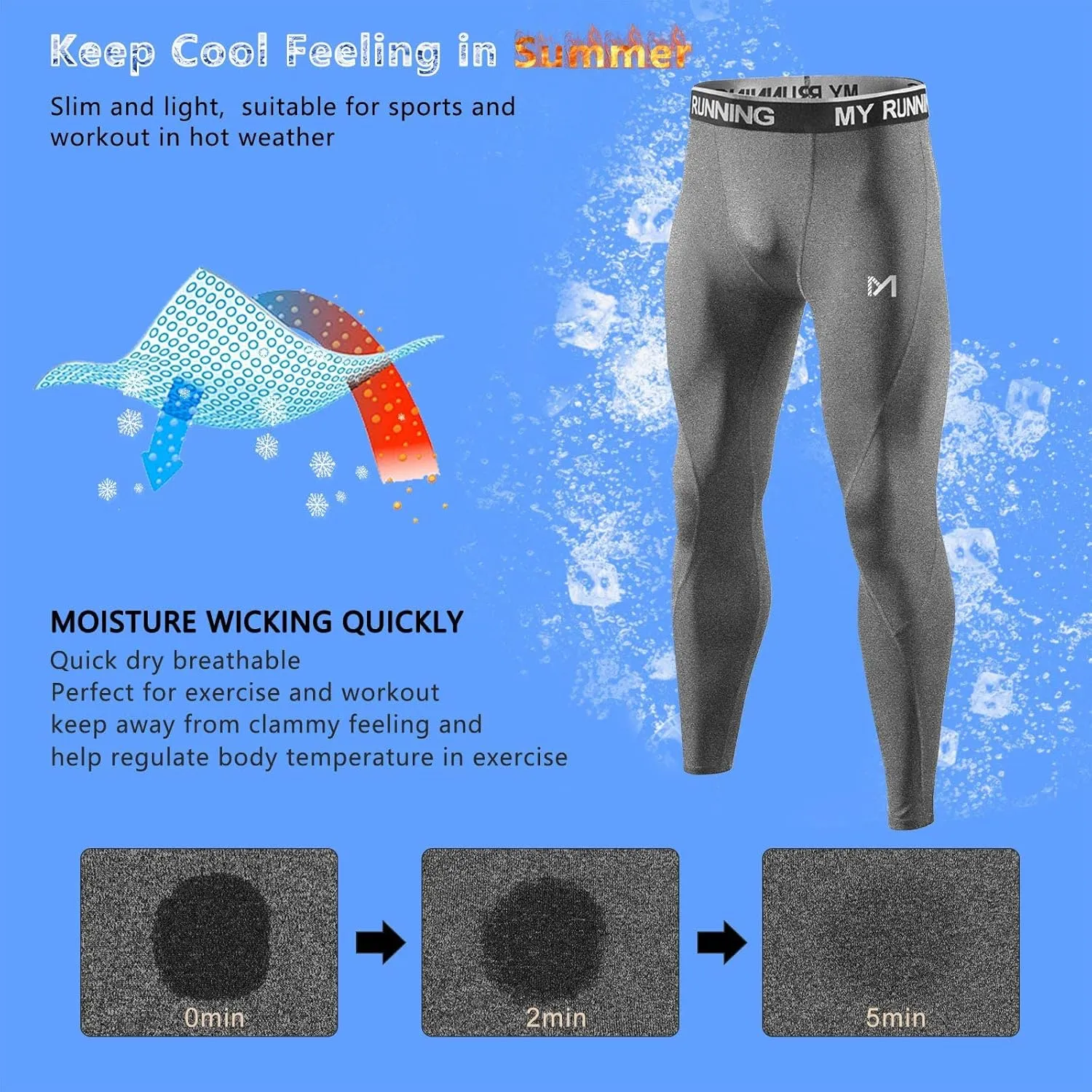 Men's Cool Dry Sports Workout Running Tights Leggings
