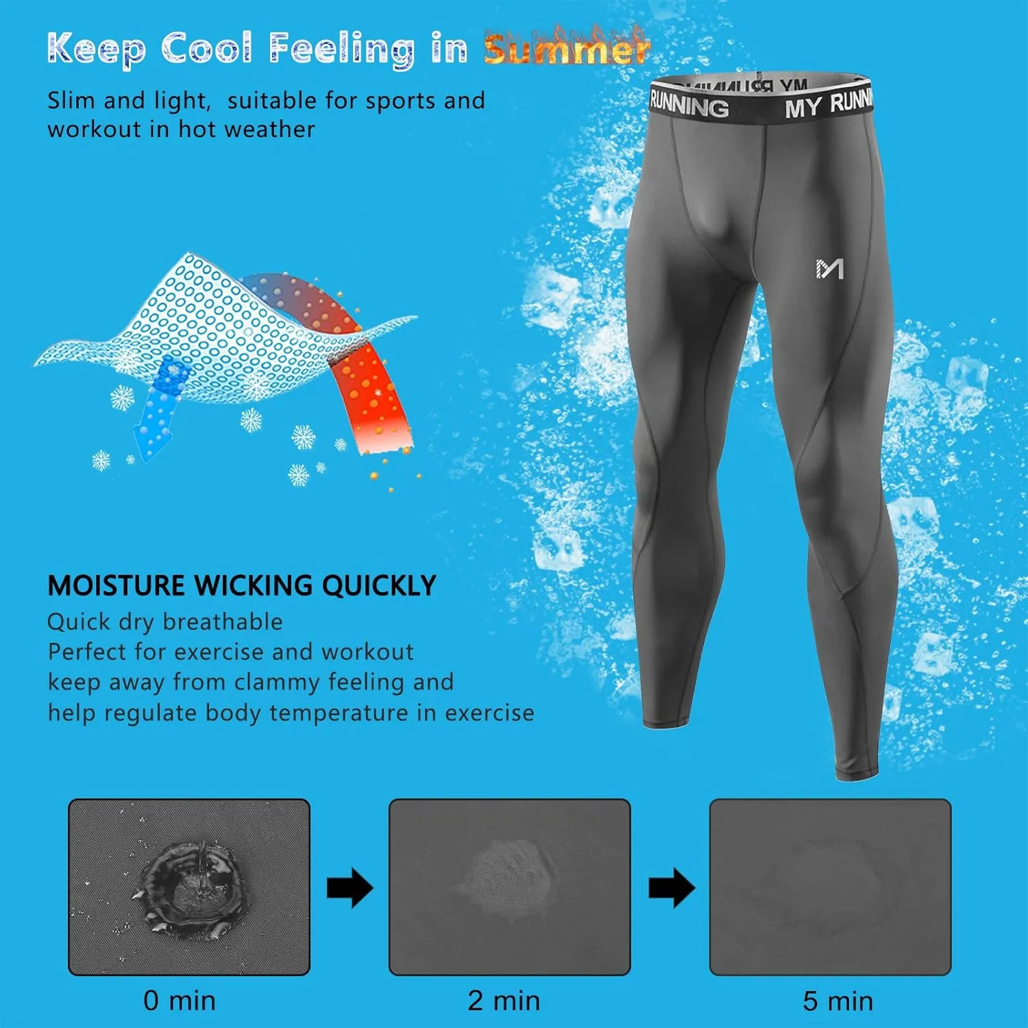 Men's Cool Dry Sports Workout Running Tights Leggings