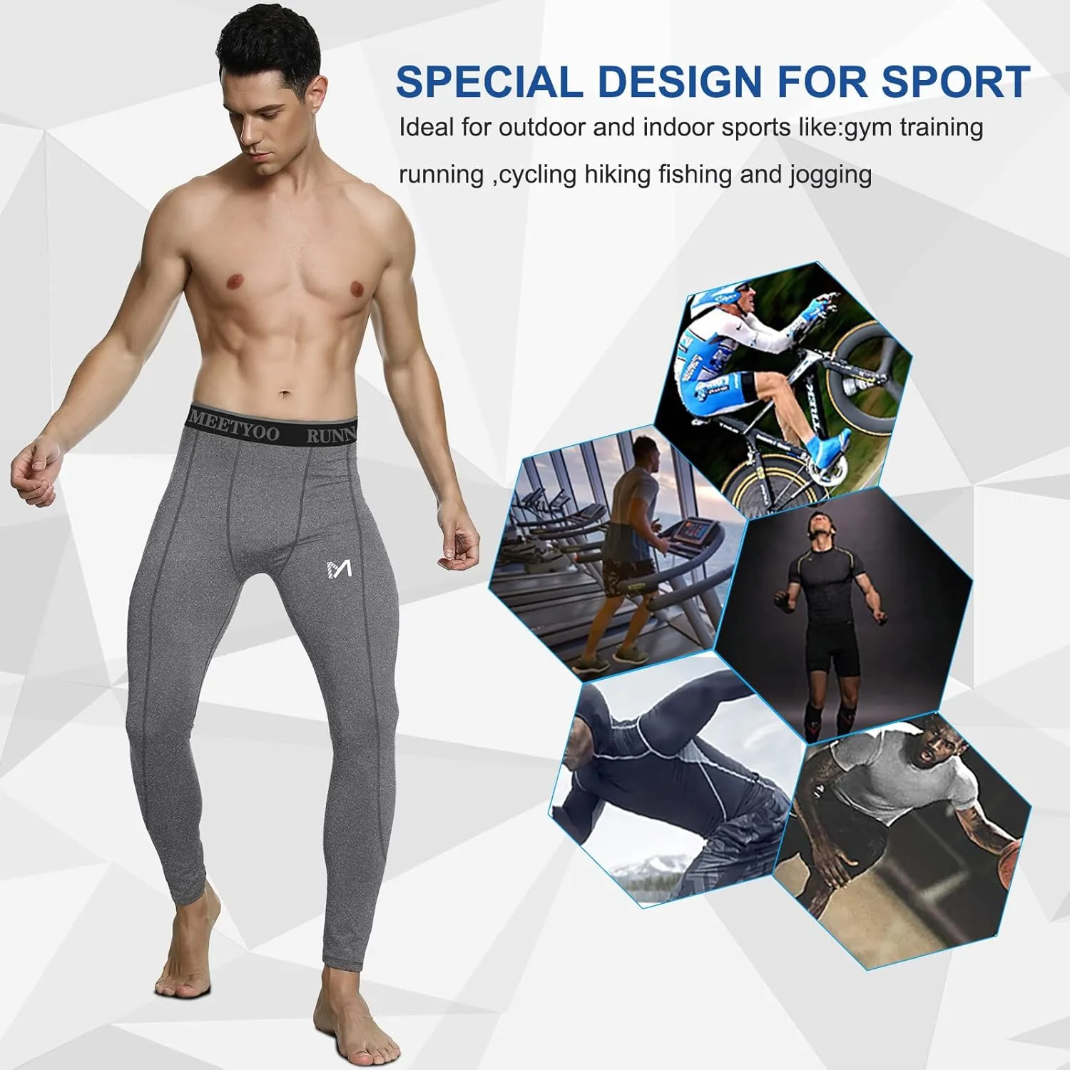 Men's Cool Dry Sports Workout Running Tights Leggings
