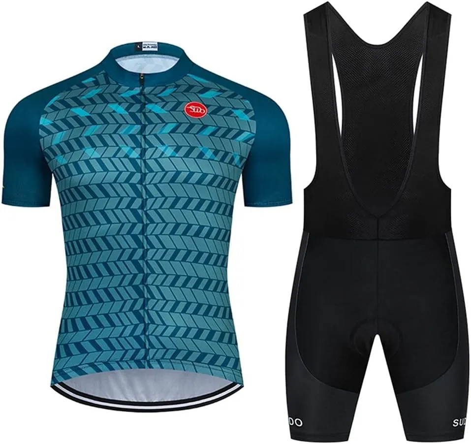 Men's Cycling Jersey Set Road Bike Shirts Short Sleeve Breathable Cycling Clothing Bib Shorts with 20D Gel Padded
