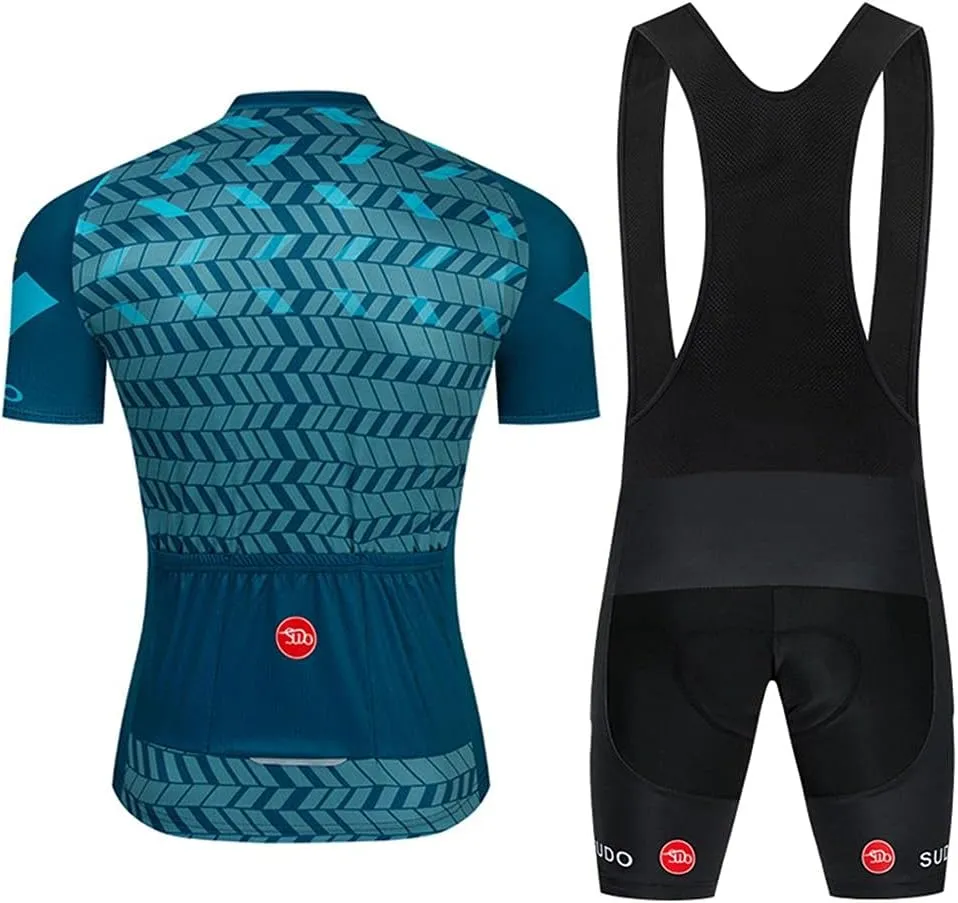 Men's Cycling Jersey Set Road Bike Shirts Short Sleeve Breathable Cycling Clothing Bib Shorts with 20D Gel Padded