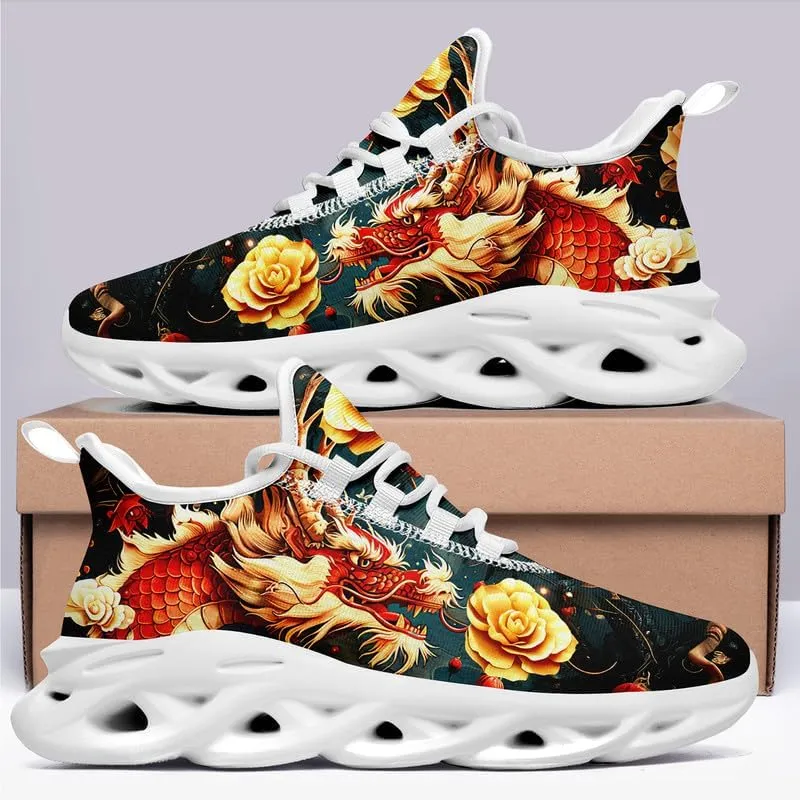 Mens Dragon Running Shoes Breathable Cushion Non Slip Outdoor Sports Walking Sneaker Tennis Jogging Training Tennis Shoes