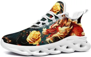 Mens Dragon Running Shoes Breathable Cushion Non Slip Outdoor Sports Walking Sneaker Tennis Jogging Training Tennis Shoes