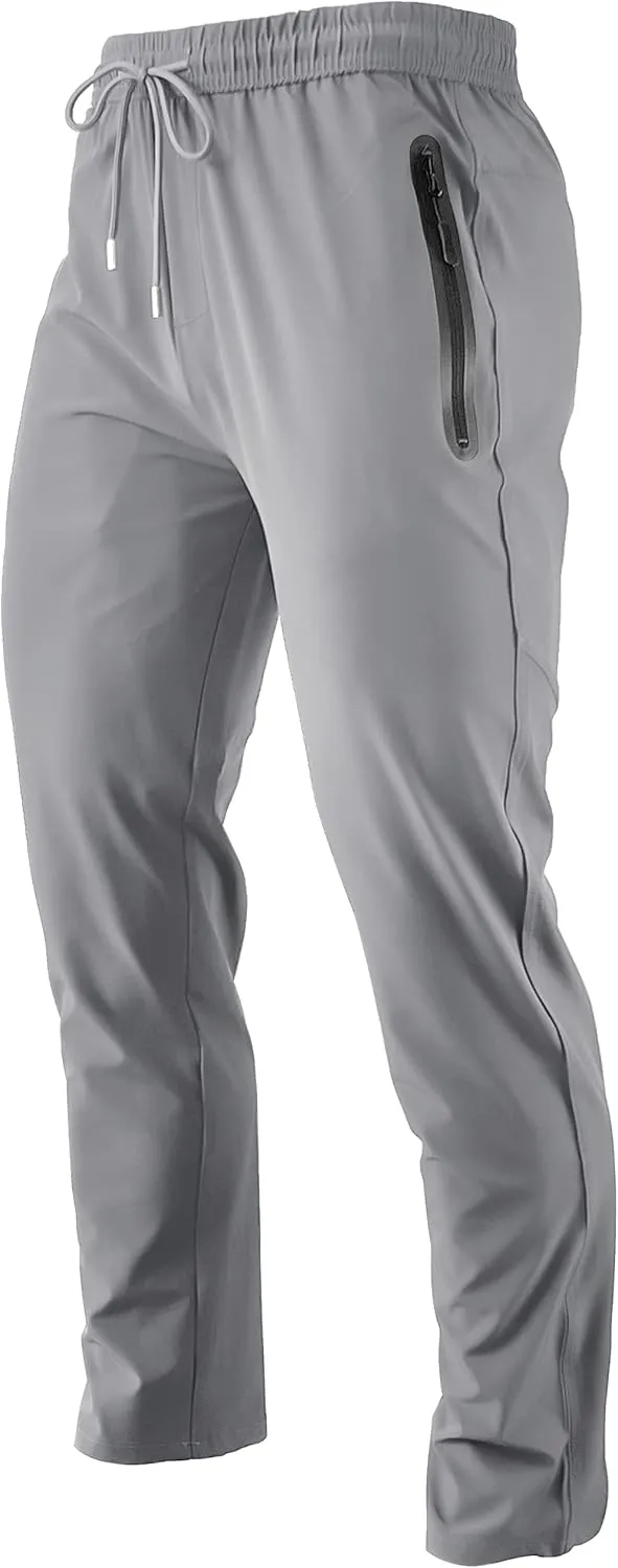 Men's Lightweight Quick Dry Hiking Running Pants Outdoor Sports Breathable Zipper Pockets Athletic Work Pants