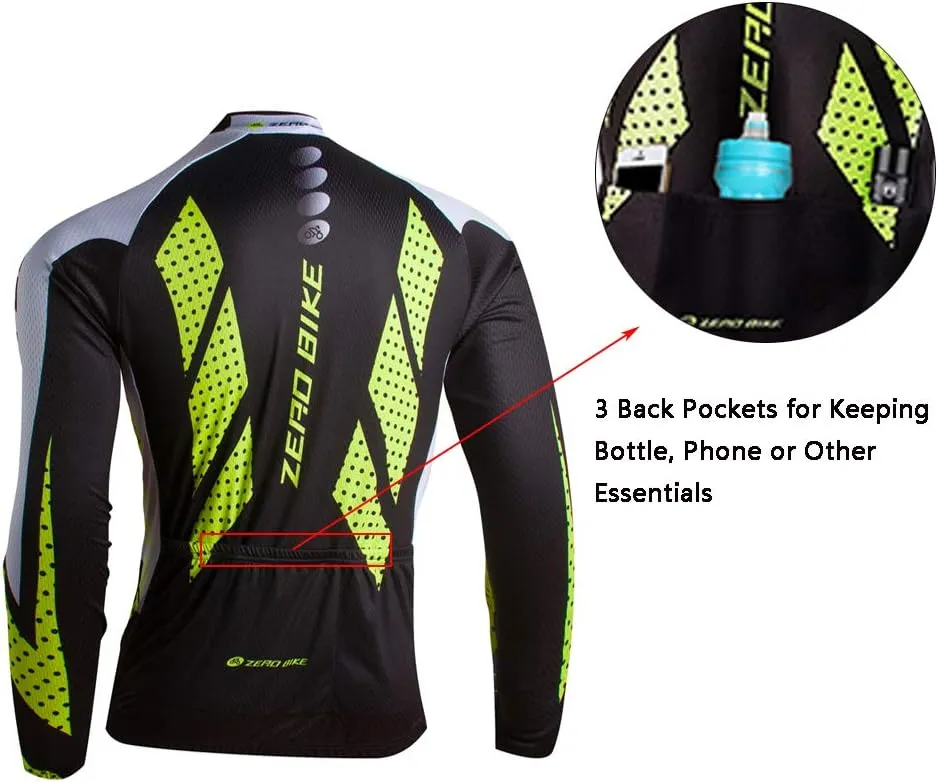 Men's Soft Long Sleeve Breathable Bicycle Cycling Jersey Polyester Clothing Outdoor Sports Fall Autumn