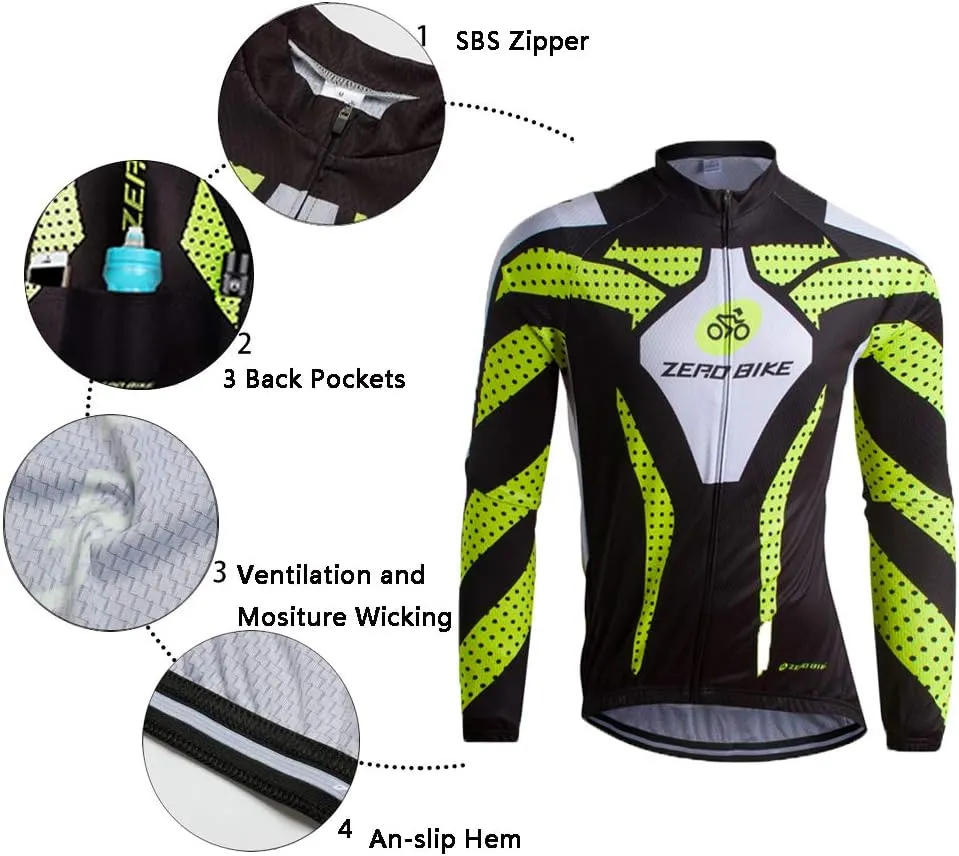 Men's Soft Long Sleeve Breathable Bicycle Cycling Jersey Polyester Clothing Outdoor Sports Fall Autumn