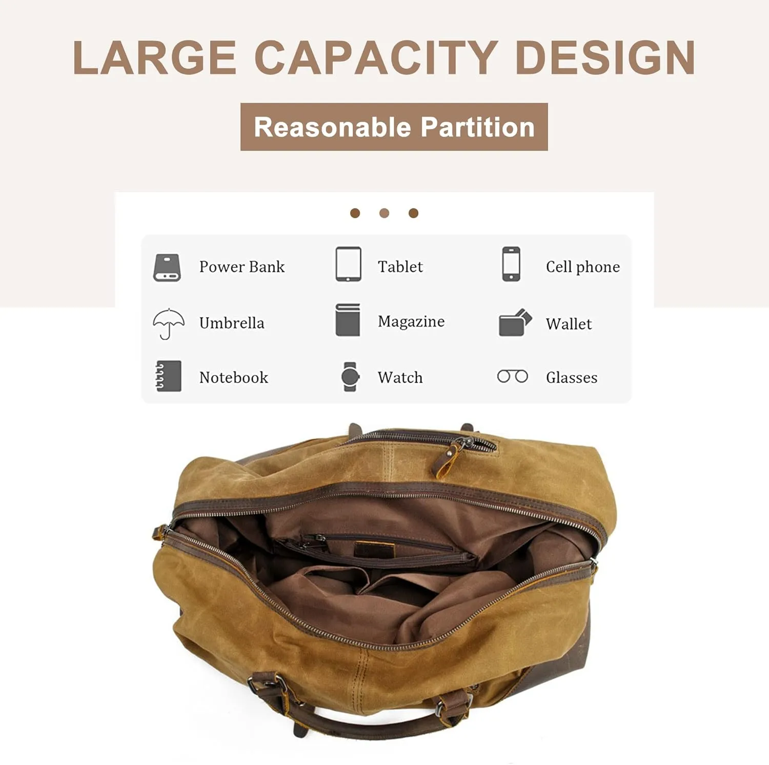 Men's Travel Duffle Bag Canvas Large Capacity Weekend Crossbody Shoulder Bag Convenient Carry On Luggage Bags (Black)