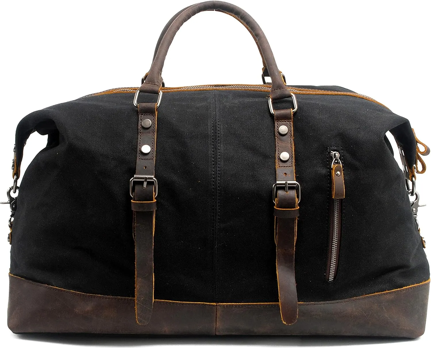 Men's Travel Duffle Bag Canvas Large Capacity Weekend Crossbody Shoulder Bag Convenient Carry On Luggage Bags (Black)