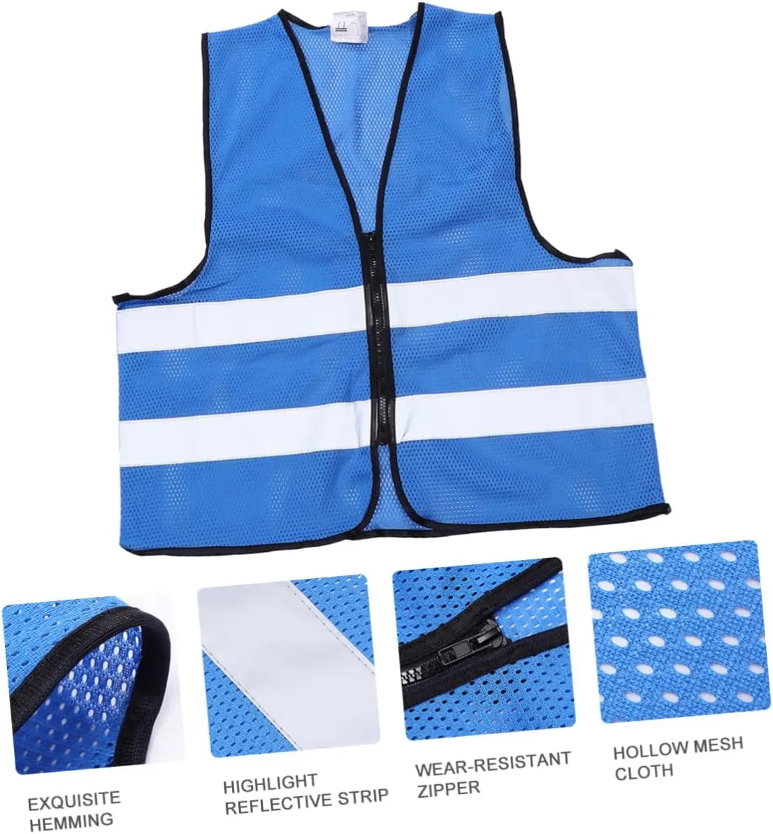 Milisten 6pcs Reflective Cycling Vest Breathable Zipper Waistcoat for Running Jogging Biking and Walking High Visibility
