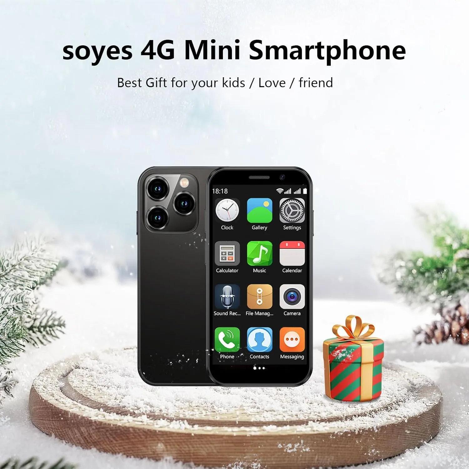 Mini Phone 4G Unlocked World's Smallest Mini Smartphone 3.0'' Touch Screen Compact Mobile Phone for Kids & Students 2000mAh Battery Cell Phone with Dual SIM Quad Core Face ID GPS 2GB 16GB Black