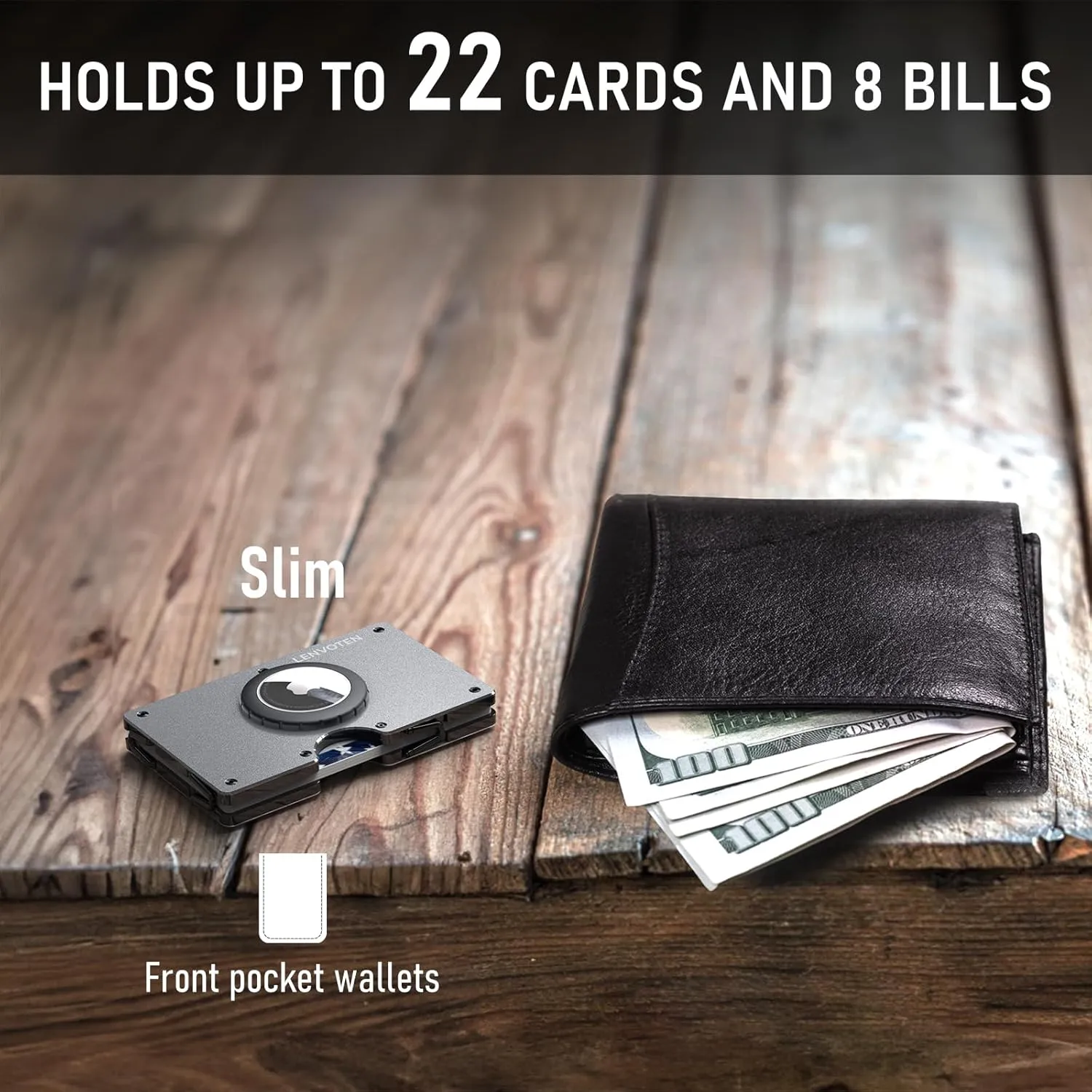 Minimalist Wallet for Men, Metal Wallet with Money Clip, Slim Compact Wallet, RFID Blocking Card Holder, Metal Aluminum Credit Card Holder, Holds up to 20 Cards