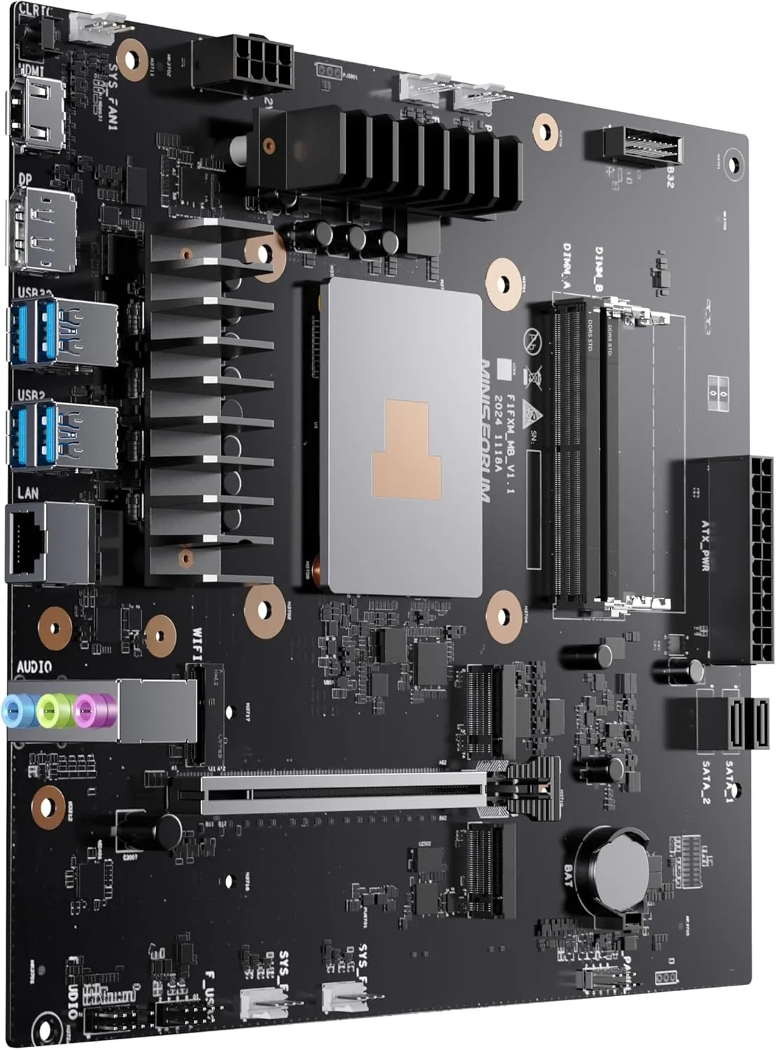 MINISFORUM Motherboard BD795M M-ATX Motherboard, AMD Ryzen 9 7945HX, 16C/32T, up to 5.4GHz, PCIe 4.0 x16 Slot, Dual NVMe M.2 Slots, 2X SATA3.0 HDD/SSD Slots, DDR5, 8K HDMI/DP, USB 3.2, RJ45 2.5G