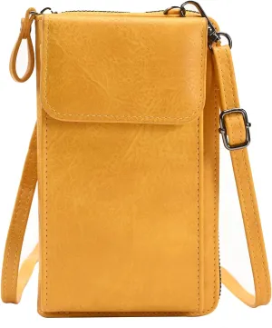 MIRLEWAIY Small Leather Crossbody Bag Cell Phone Purse Women Mini Shoulder Wallet with Credit Card Slots