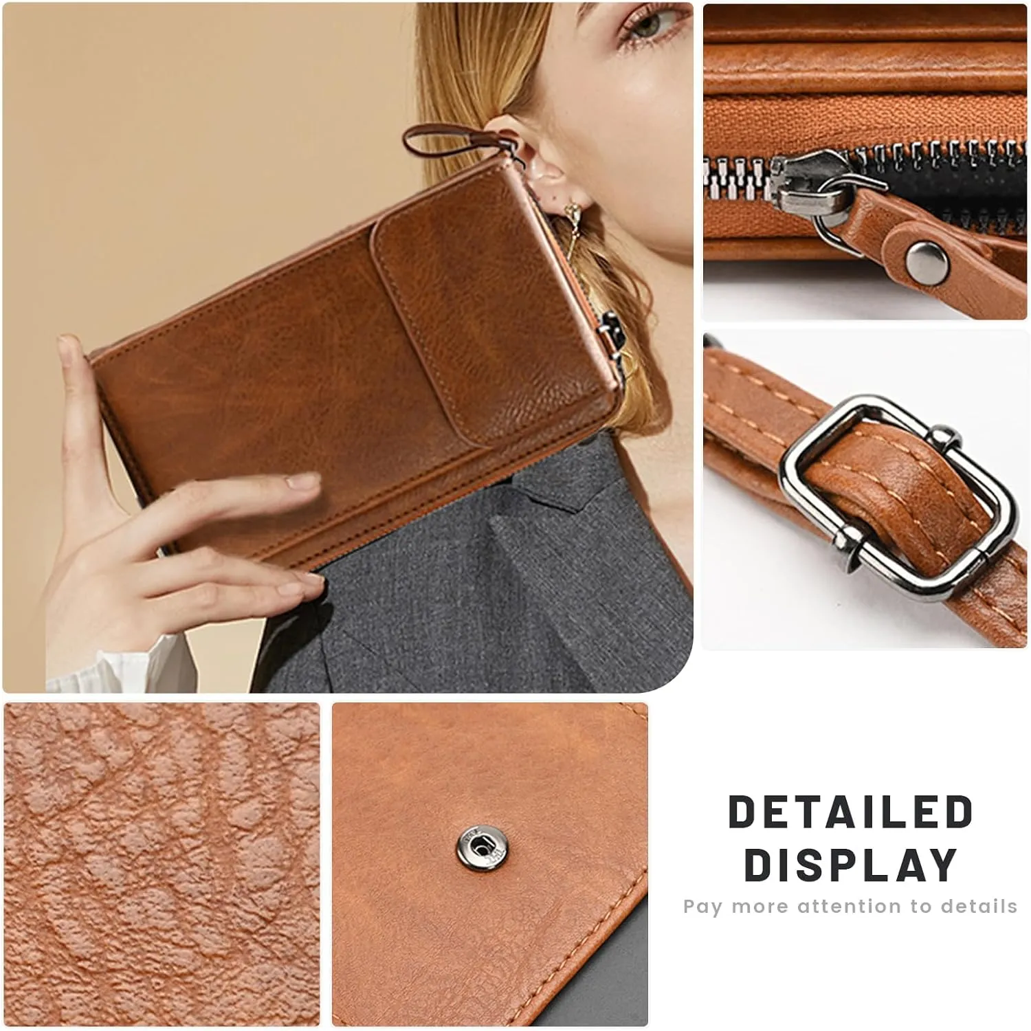 MIRLEWAIY Small Leather Crossbody Bag Cell Phone Purse Women Mini Shoulder Wallet with Credit Card Slots