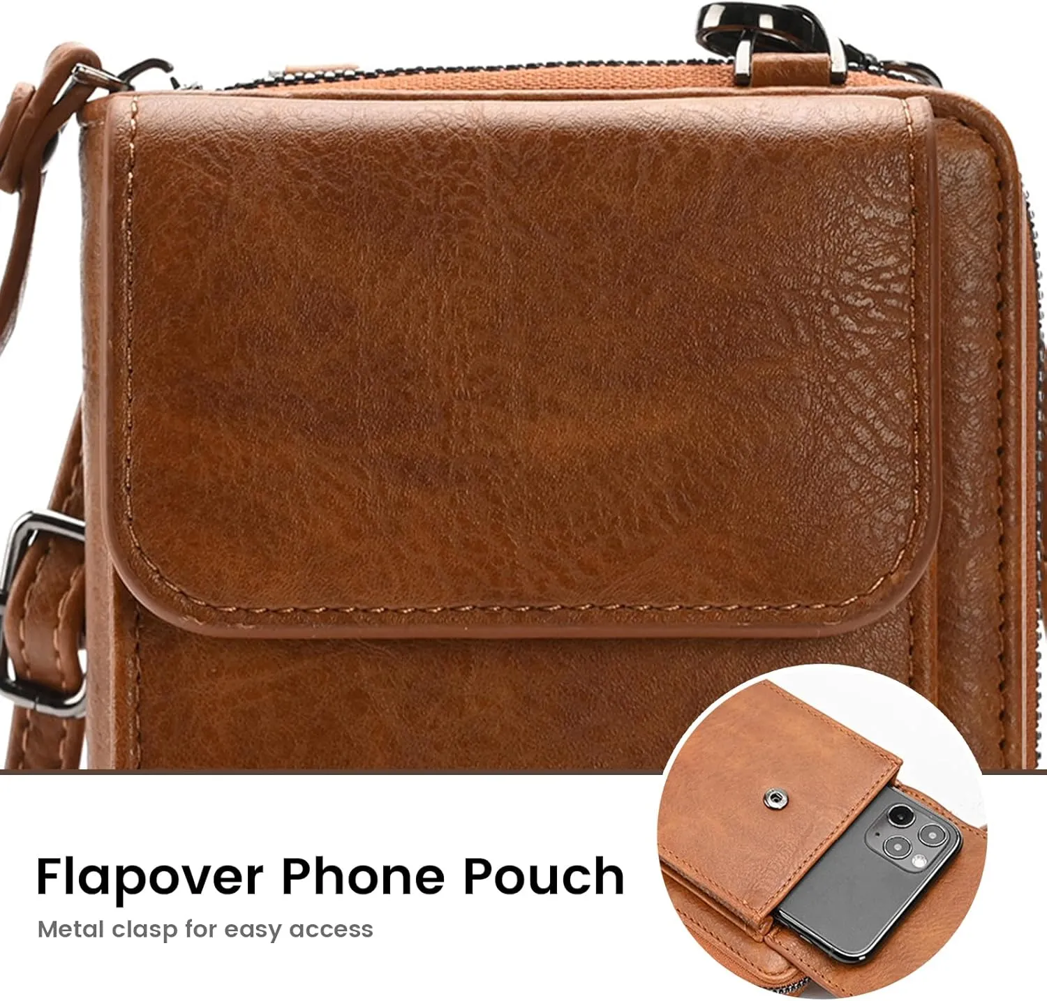 MIRLEWAIY Small Leather Crossbody Bag Cell Phone Purse Women Mini Shoulder Wallet with Credit Card Slots