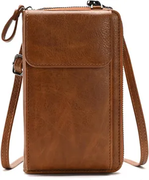 MIRLEWAIY Small Leather Crossbody Bag Cell Phone Purse Women Mini Shoulder Wallet with Credit Card Slots