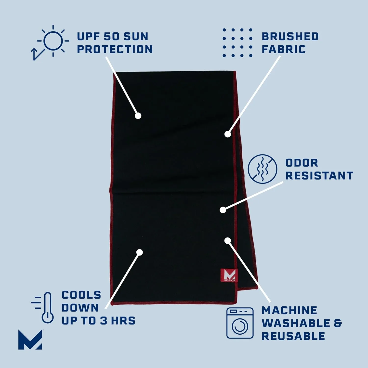 MISSION Max Plus Cooling Towel- Soft, Durable Microfiber - Cools Up to 3 Hours - UPF 50 Sun Protection - Machine Washable