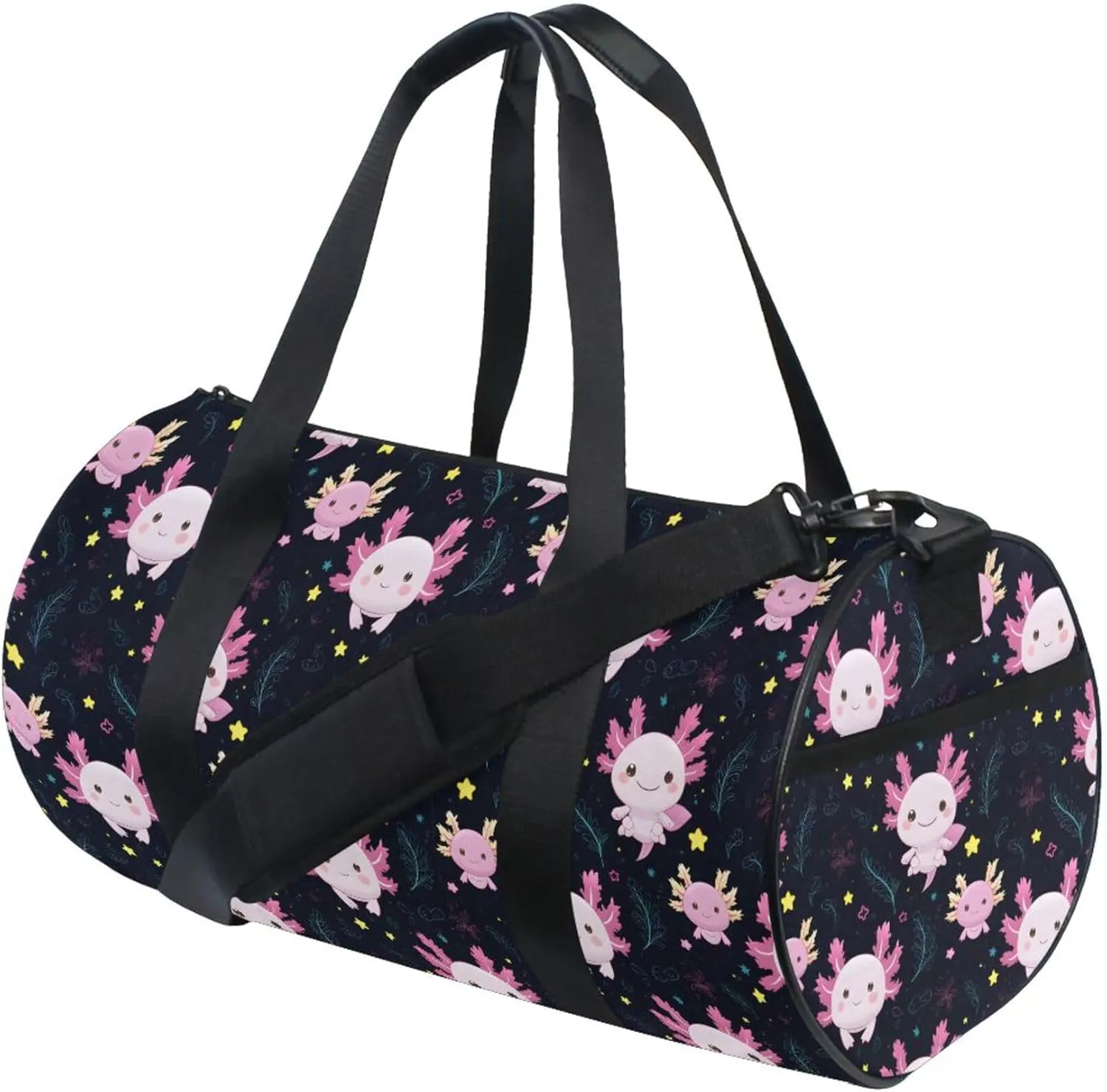 MNSRUU Sports Duffel Bags, Axolotl Leaf Athletic Gym Bag Overnight Workout Travel Tote Luggage for Men Women Yoga