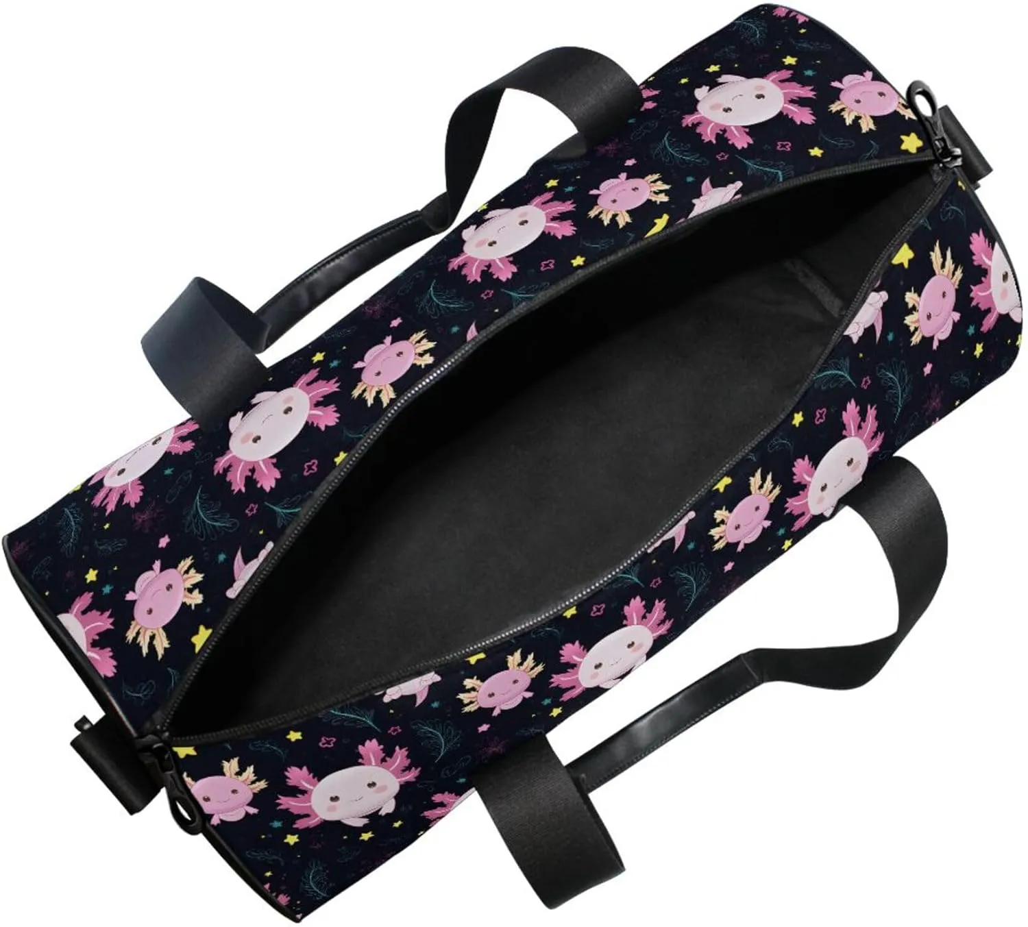 MNSRUU Sports Duffel Bags, Axolotl Leaf Athletic Gym Bag Overnight Workout Travel Tote Luggage for Men Women Yoga