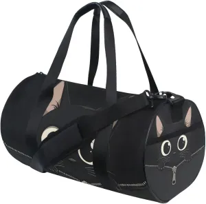 MNSRUU Sports Duffel Bags, Black Cat Zipper Athletic Gym Bag Overnight Workout Travel Tote Luggage for Men Women Yoga
