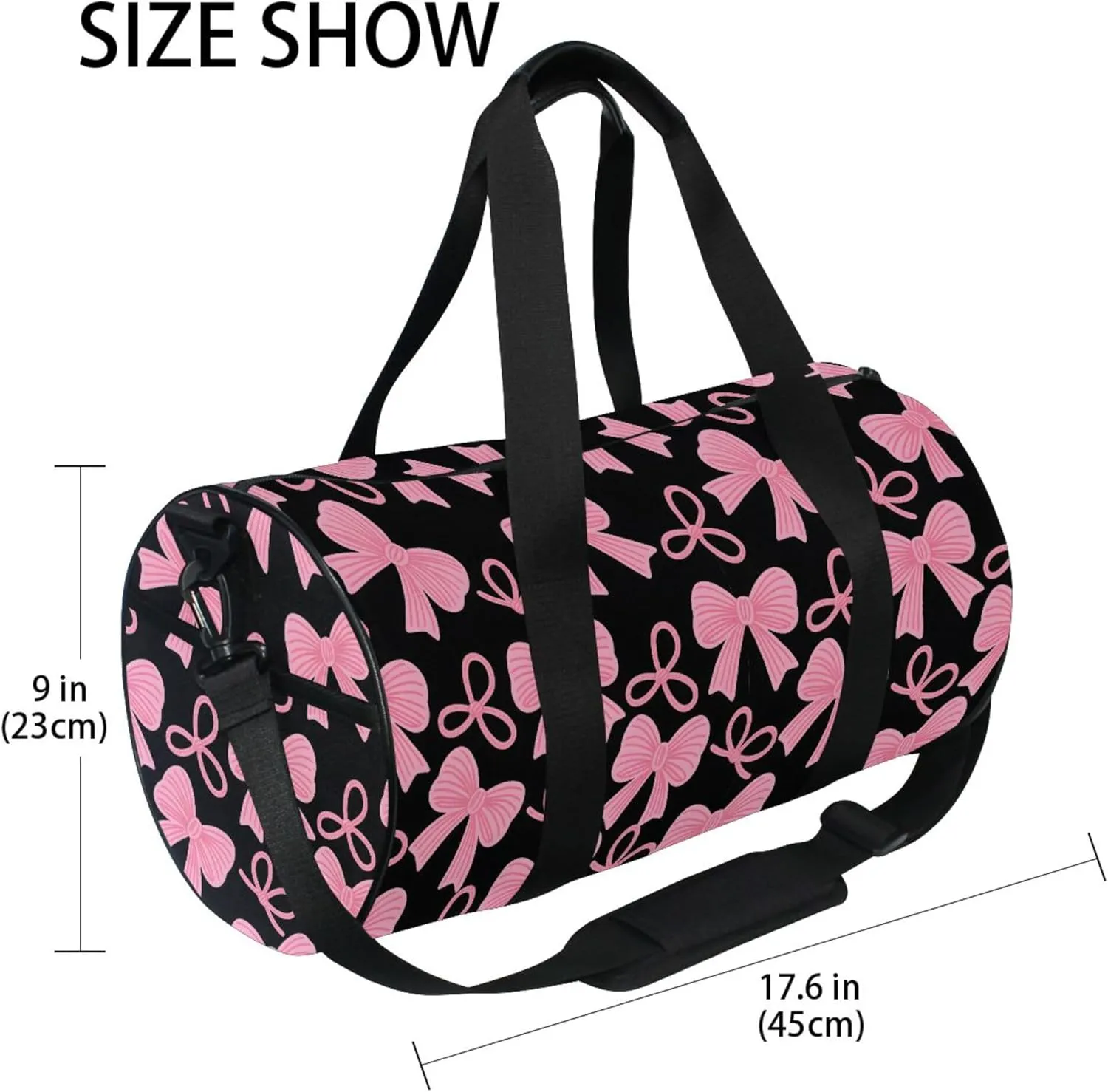 MNSRUU Sports Duffel Bags, Pink Bow Athletic Gym Bag Overnight Workout Travel Tote Luggage for Men Women Yoga