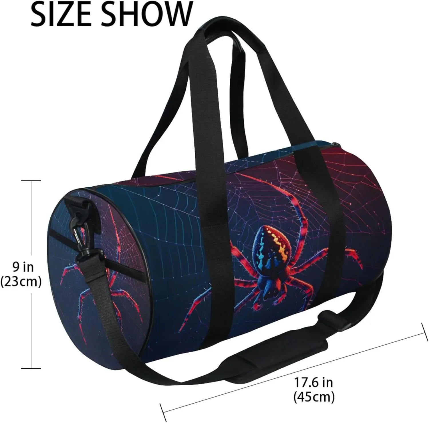 MNSRUU Sports Duffel Bags, Spider Athletic Gym Bag Overnight Workout Travel Tote Luggage for Men Women Yoga