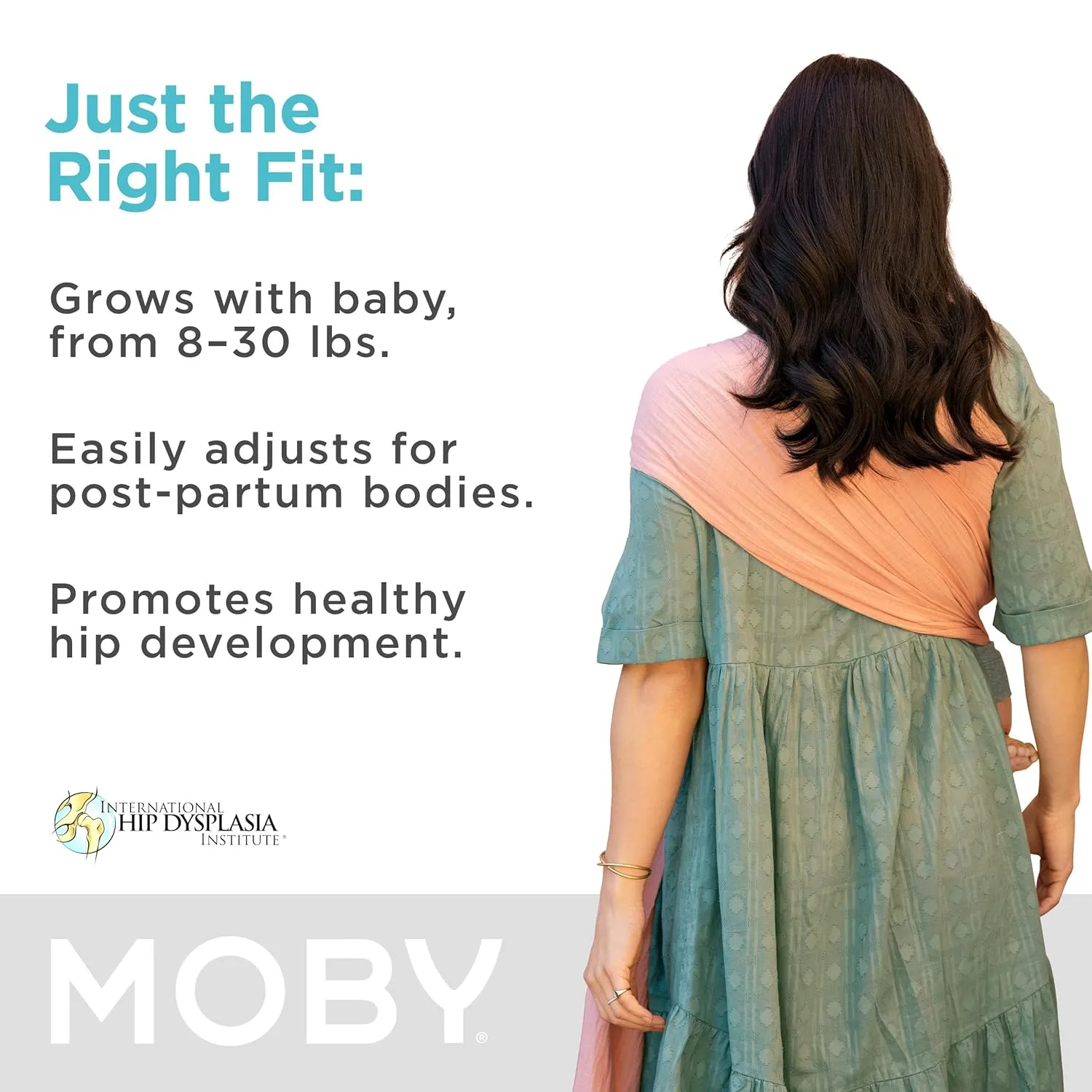 Moby Baby Wrap Carrier Ring Sling for Newborns to Toddlers, Hands-Free, Versatile Support for Moms & Dads, Breathable & Lightweight, Supports Children 8-30 lbs (Rose)